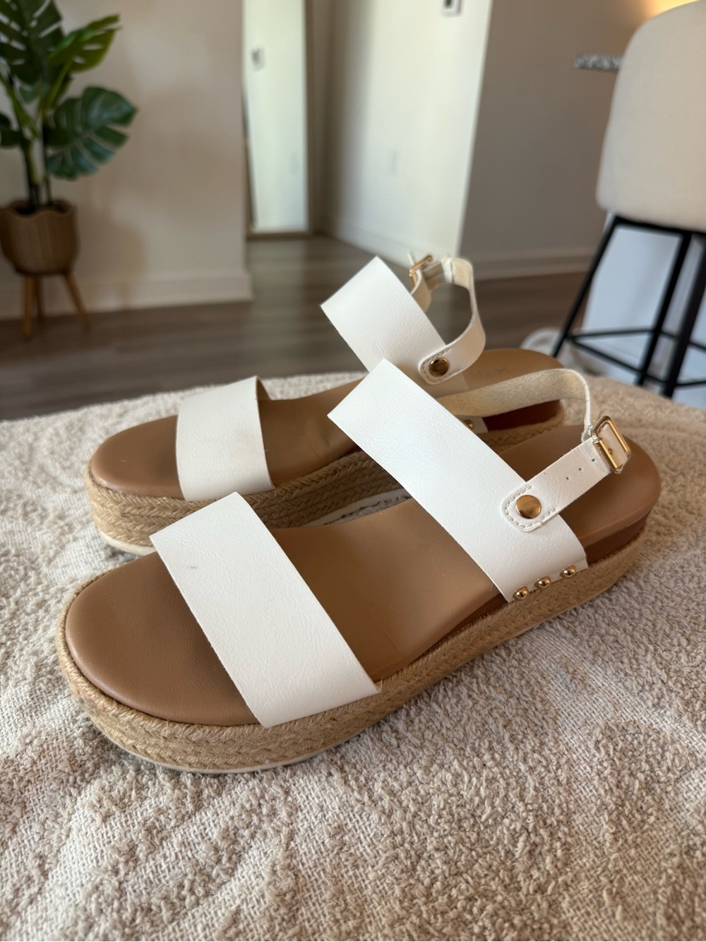 White platform sandals